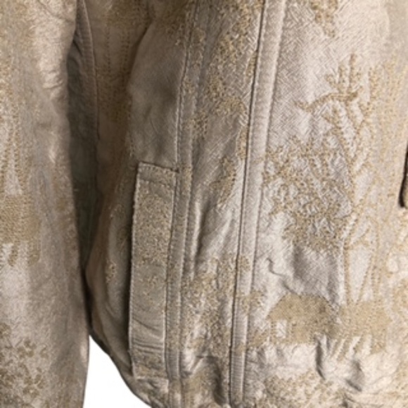 Chico's Nehru Collar Loop Buttons Oriental Textured Print Jacket Size 2 - Picture 4 of 7